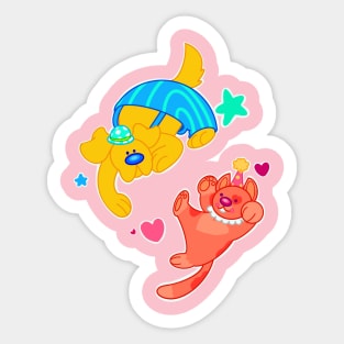 Clown pup and cat Sticker